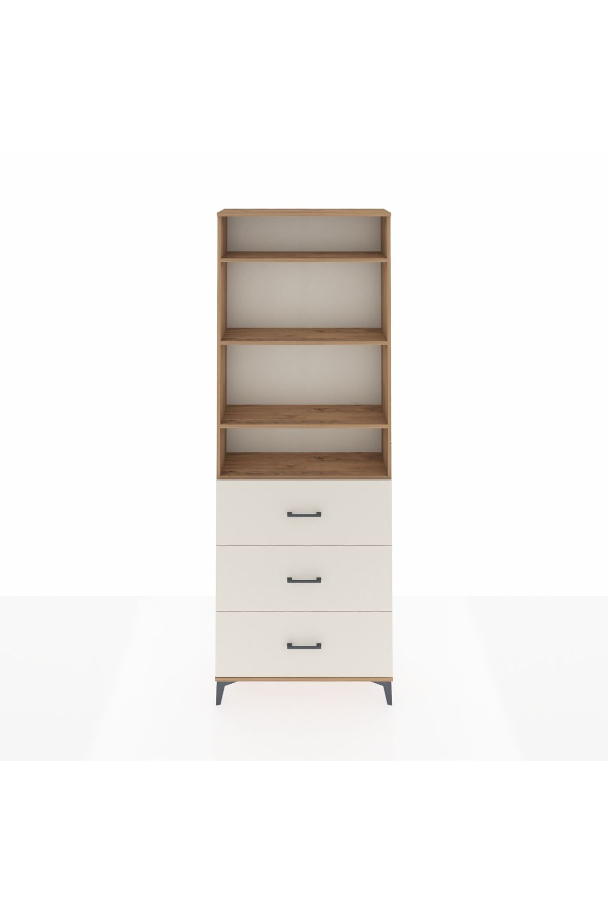 Arges Dolap 4 Raflı 3 Çekmeceli 88x30x243 Çam-Aytaşı