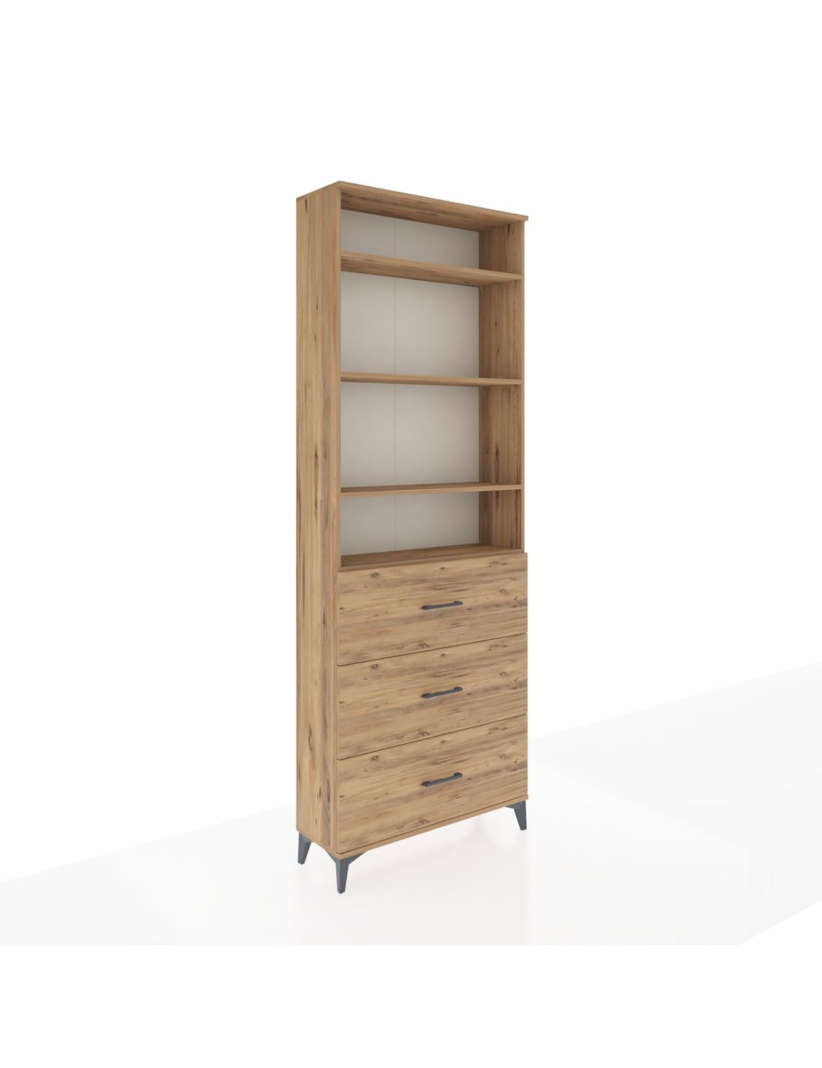 Arges Dolap 4 Raflı 3 Çekmeceli 88x30x243 Çam-Çam