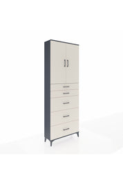 Arges Dolap 3 Raflı 5 Çekmeceli 2 Kapaklı 88x30x243 Antrasit-Aytaşı