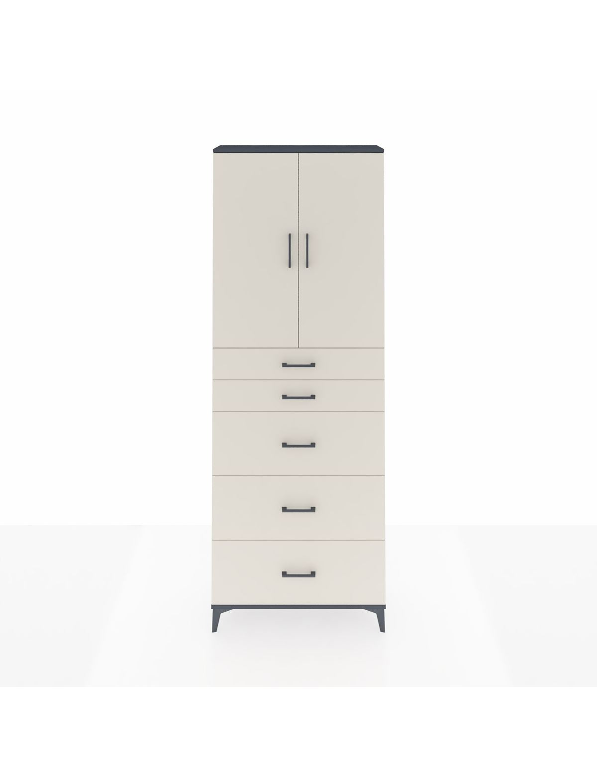 Arges Dolap 3 Raflı 5 Çekmeceli 2 Kapaklı 88x30x243 Antrasit-Aytaşı