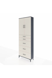 Arges Dolap 3 Raflı 5 Çekmeceli 2 Kapaklı 88x30x243 Antrasit-Aytaşı