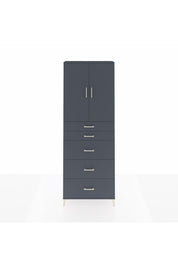 Arges Dolap 3 Raflı 5 Çekmeceli 2 Kapaklı 88x30x243 Antrasit-Antrasit