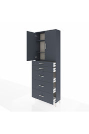 Arges Dolap 3 Raflı 5 Çekmeceli 2 Kapaklı 88x30x243 Antrasit-Antrasit