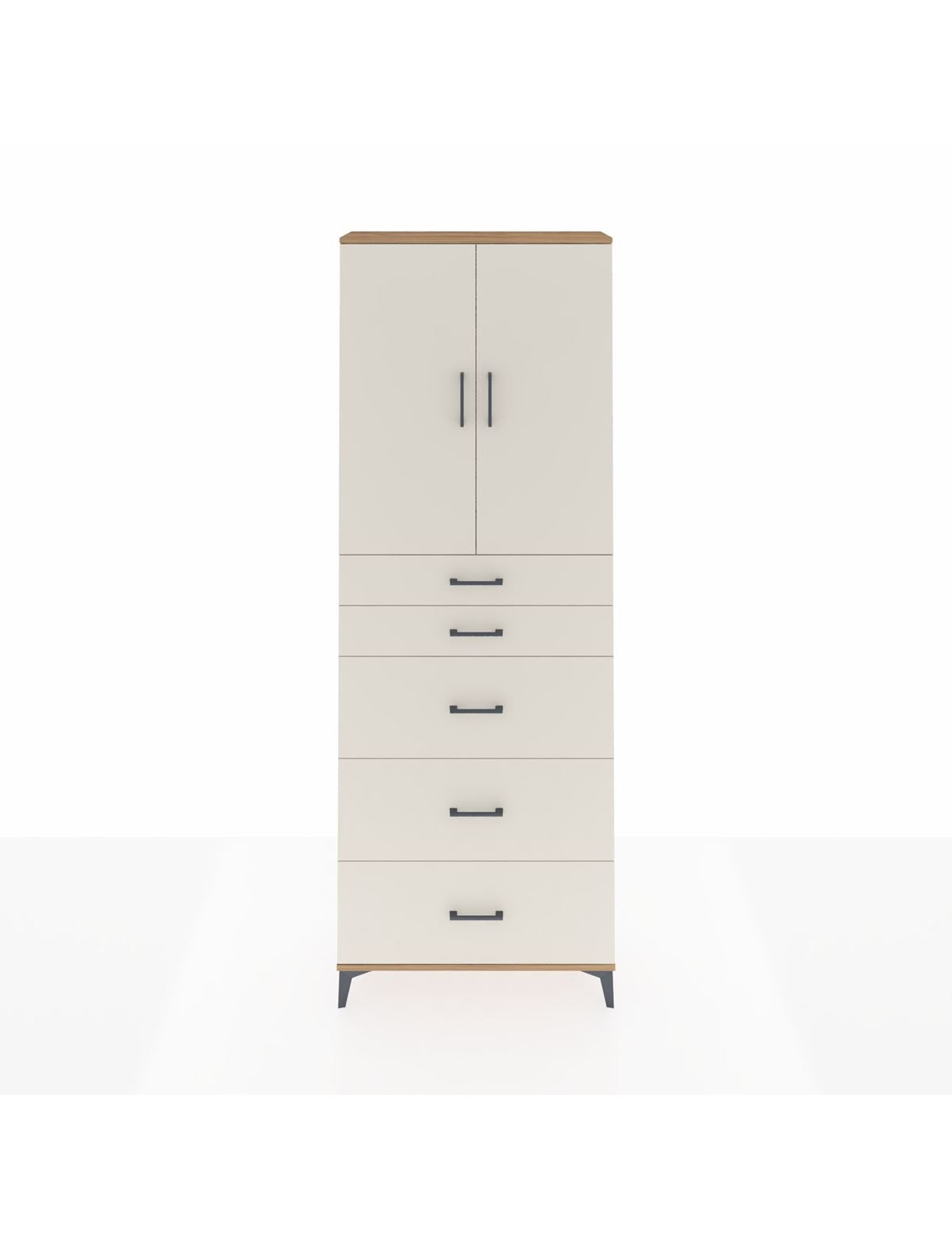 Arges Dolap 3 Raflı 5 Çekmeceli 2 Kapaklı 88x30x243 Çam-Aytaşı