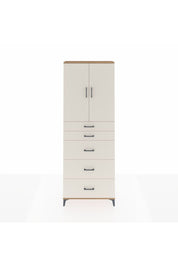 Arges Dolap 3 Raflı 5 Çekmeceli 2 Kapaklı 88x30x243 Çam-Aytaşı