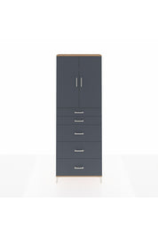 Arges Dolap 3 Raflı 5 Çekmeceli 2 Kapaklı 88x30x243 Çam-Antrasit