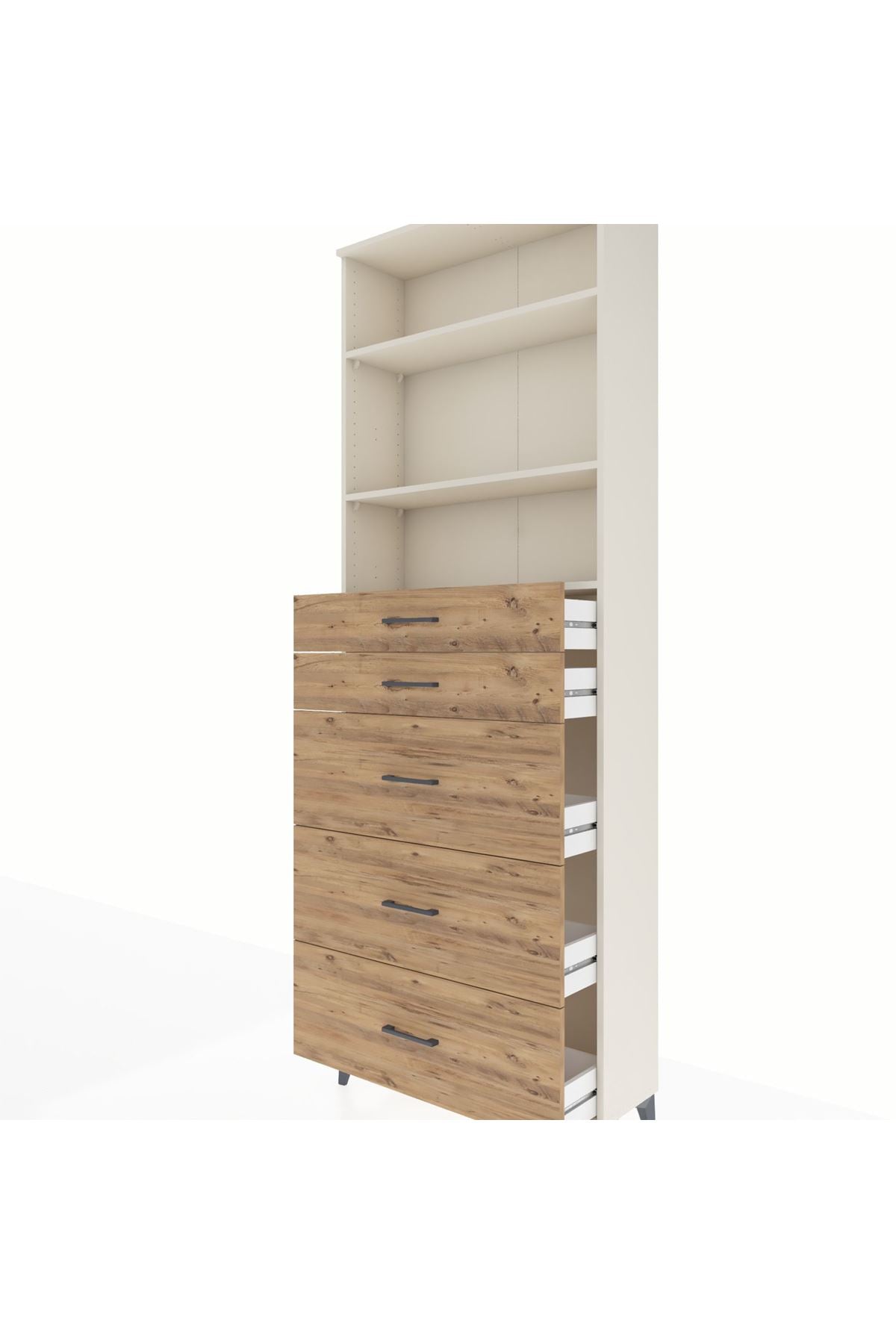 Arges Dolap 3 Raflı 5 Çekmeceli 88x30x243 Aytaşı-Çam