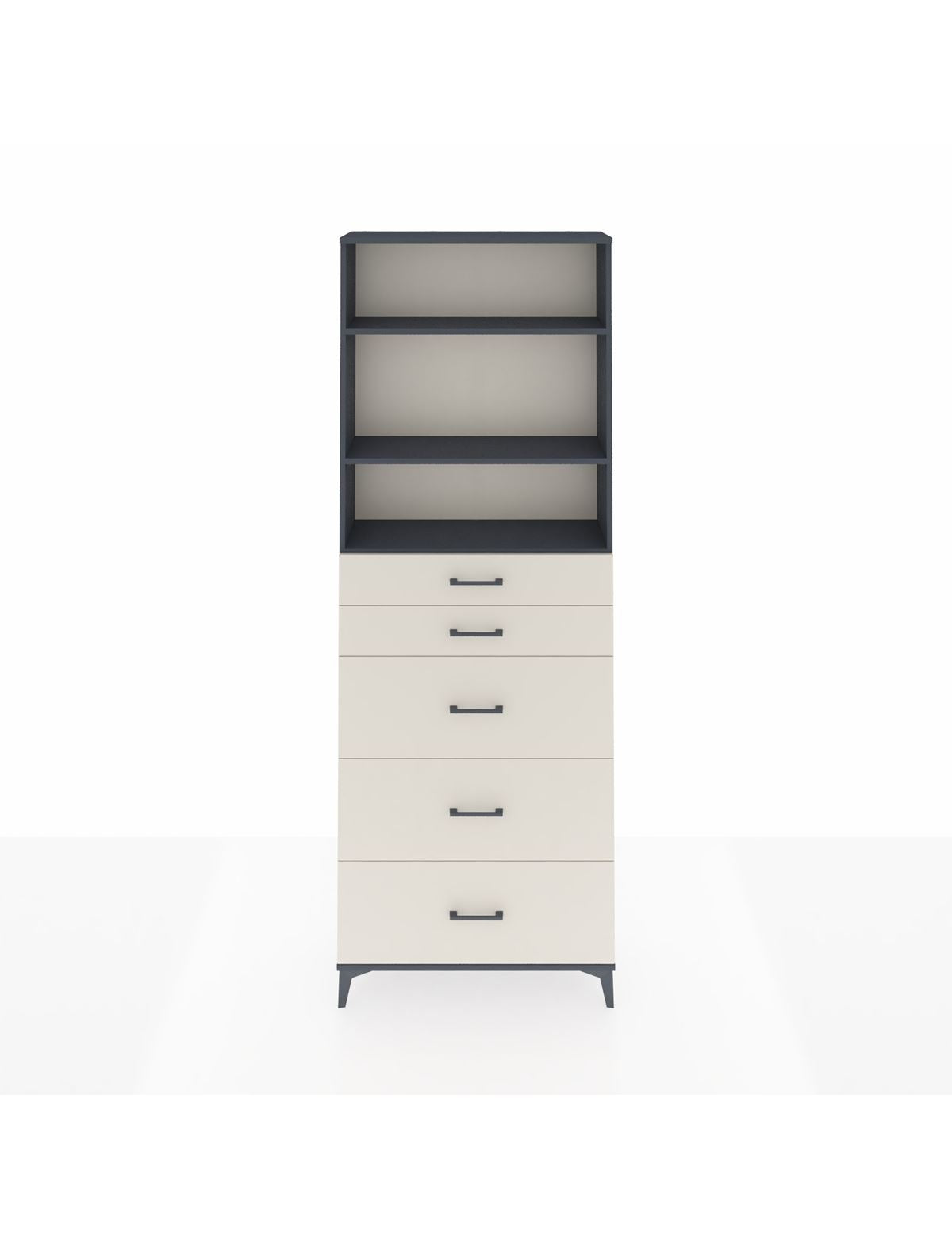 Arges Dolap 3 Raflı 5 Çekmeceli 88x30x243 Antrasit-Aytaşı