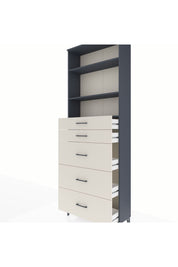 Arges Dolap 3 Raflı 5 Çekmeceli 88x30x243 Antrasit-Aytaşı