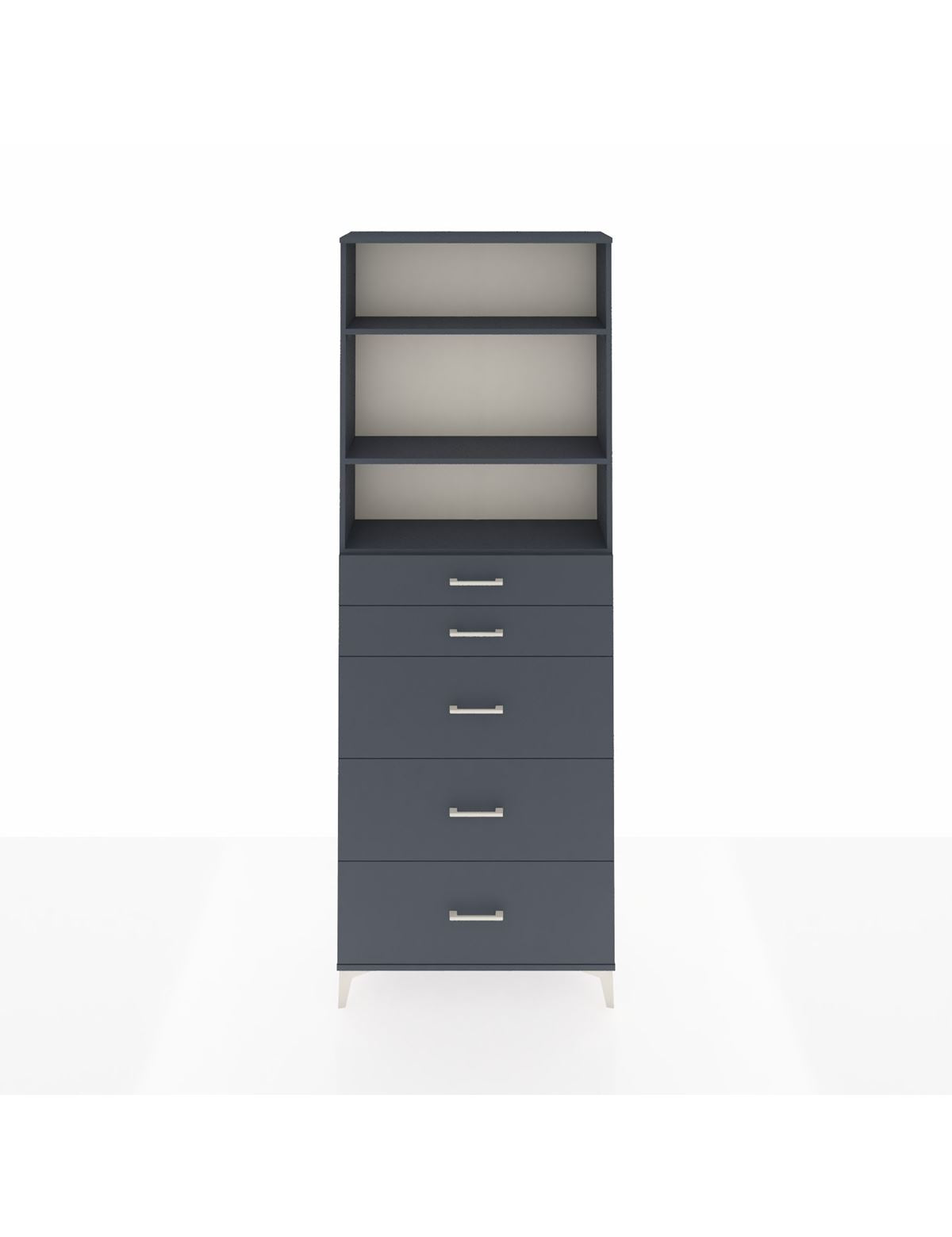 Arges Dolap 3 Raflı 5 Çekmeceli 88x30x243 Antrasit-Antrasit