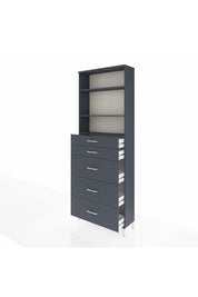 Arges Dolap 3 Raflı 5 Çekmeceli 88x30x243 Antrasit-Antrasit