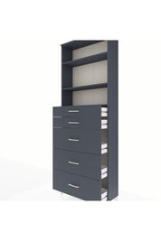 Arges Dolap 3 Raflı 5 Çekmeceli 88x30x243 Antrasit-Antrasit