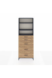 Arges Dolap 3 Raflı 5 Çekmeceli 88x30x243 Antrasit-Çam