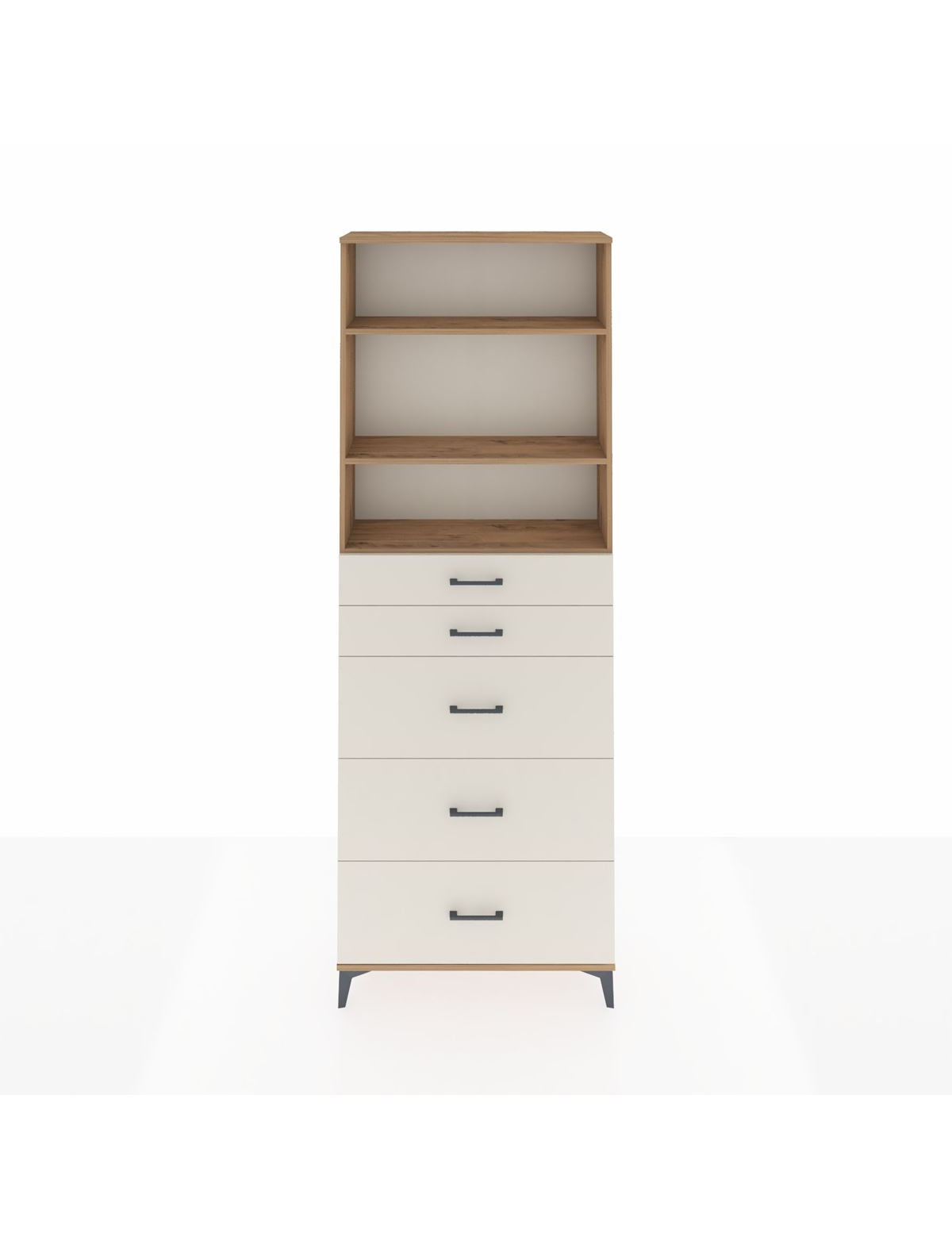 Arges Dolap 3 Raflı 5 Çekmeceli 88x30x243 Çam-Aytaşı