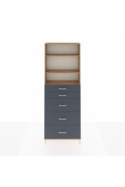 Arges Dolap 3 Raflı 5 Çekmeceli 88x30x243 Çam-Antrasit