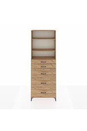 Arges Dolap 3 Raflı 5 Çekmeceli 88x30x243 Çam-Çam