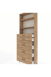 Arges Dolap 3 Raflı 5 Çekmeceli 88x30x243 Çam-Çam