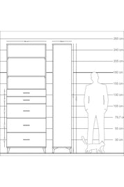 Arges Dolap 3 Raflı 5 Çekmeceli 88x30x243 Çam-Çam