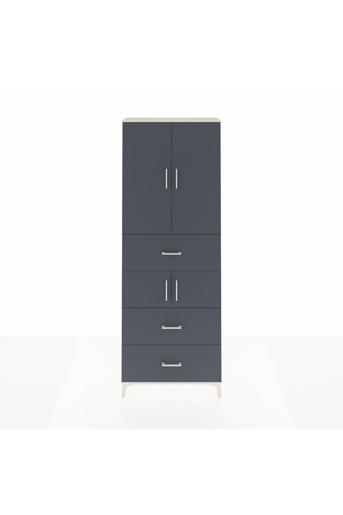 Arges Dolap 4 Raflı 3 Çekmeceli 4 Kapaklı 88x30x243 Aytaşı-Antrasit