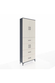 Arges Dolap 4 Raflı 3 Çekmeceli 4 Kapaklı 88x30x243 Antrasit-Aytaşı