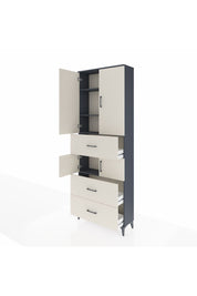 Arges Dolap 4 Raflı 3 Çekmeceli 4 Kapaklı 88x30x243 Antrasit-Aytaşı