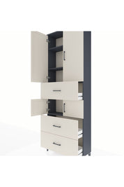 Arges Dolap 4 Raflı 3 Çekmeceli 4 Kapaklı 88x30x243 Antrasit-Aytaşı