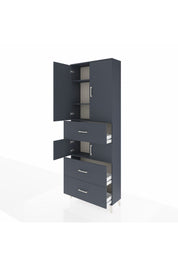 Arges Dolap 4 Raflı 3 Çekmeceli 4 Kapaklı 88x30x243 Antrasit-Antrasit