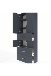 Arges Dolap 4 Raflı 3 Çekmeceli 4 Kapaklı 88x30x243 Antrasit-Antrasit