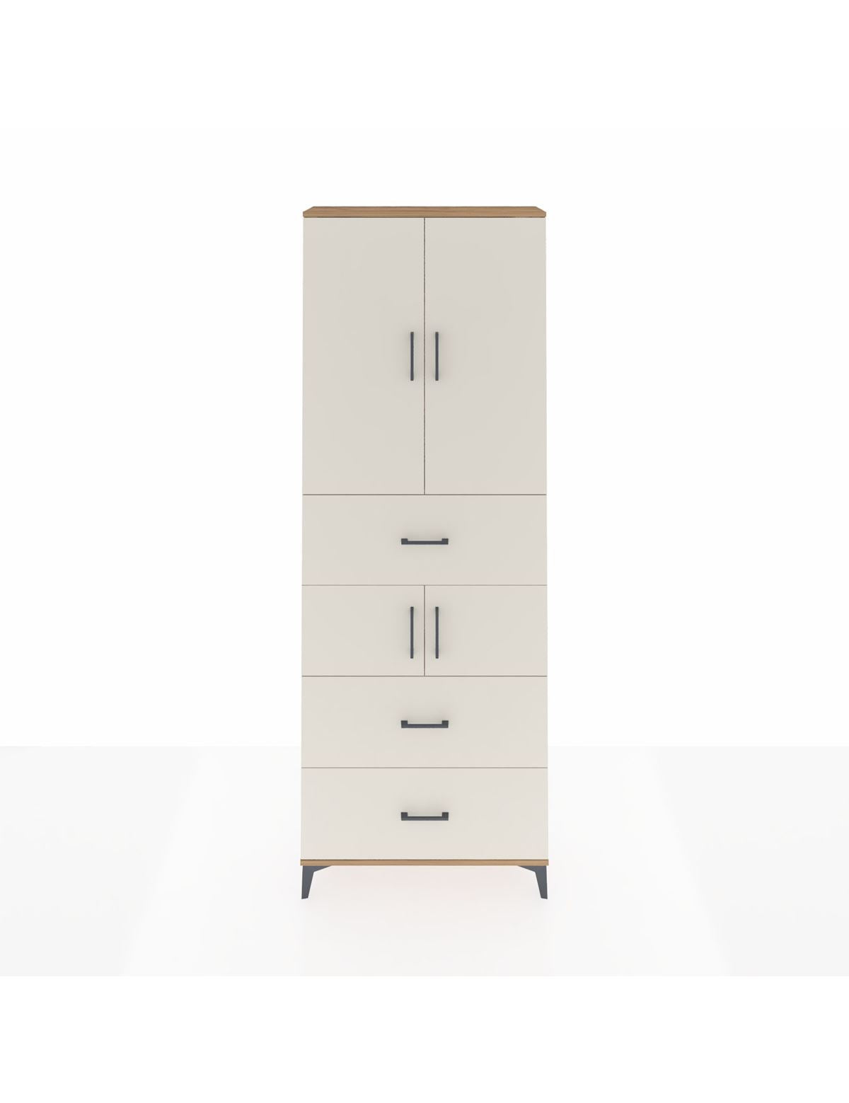 Arges Dolap 4 Raflı 3 Çekmeceli 4 Kapaklı 88x30x243 Çam-Aytaşı