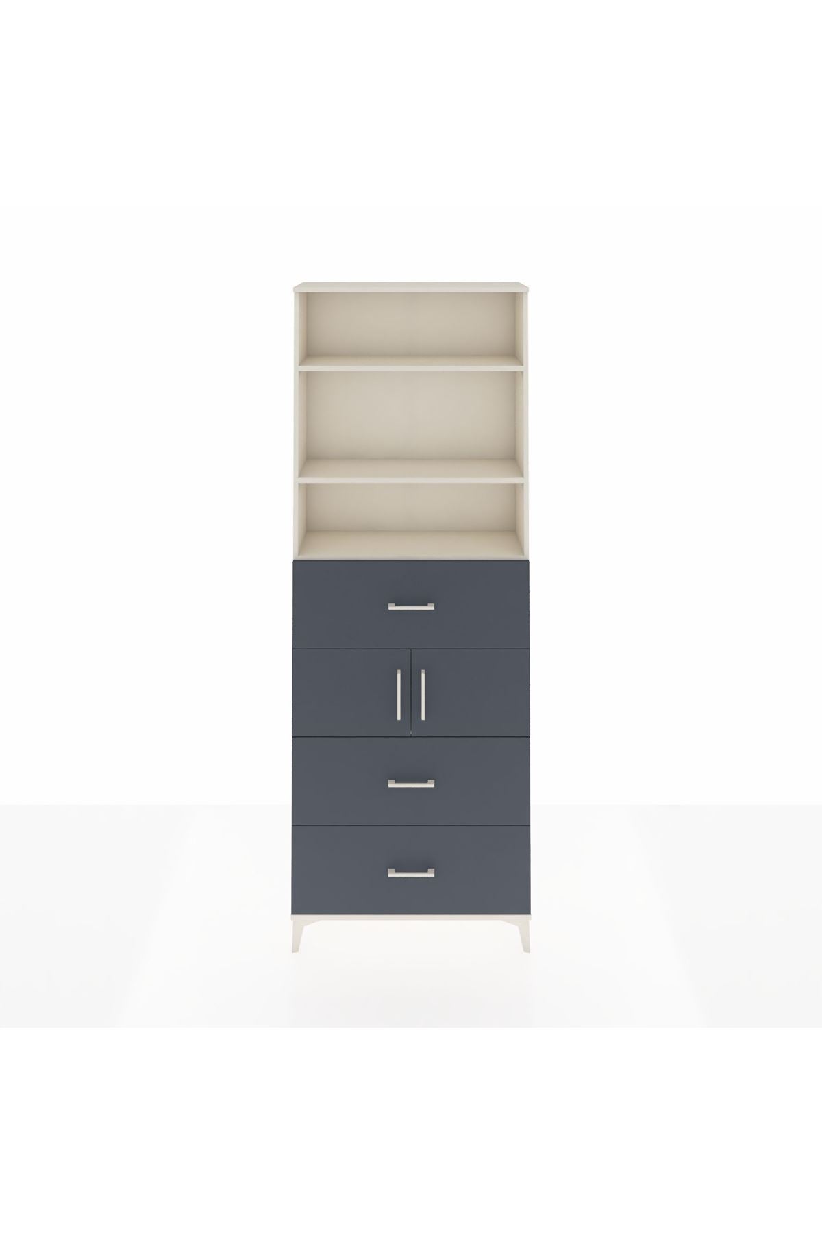Arges Dolap 4 Raflı 3 Çekmeceli 2 Kapaklı 88x30x243 Aytaşı-Antrasit
