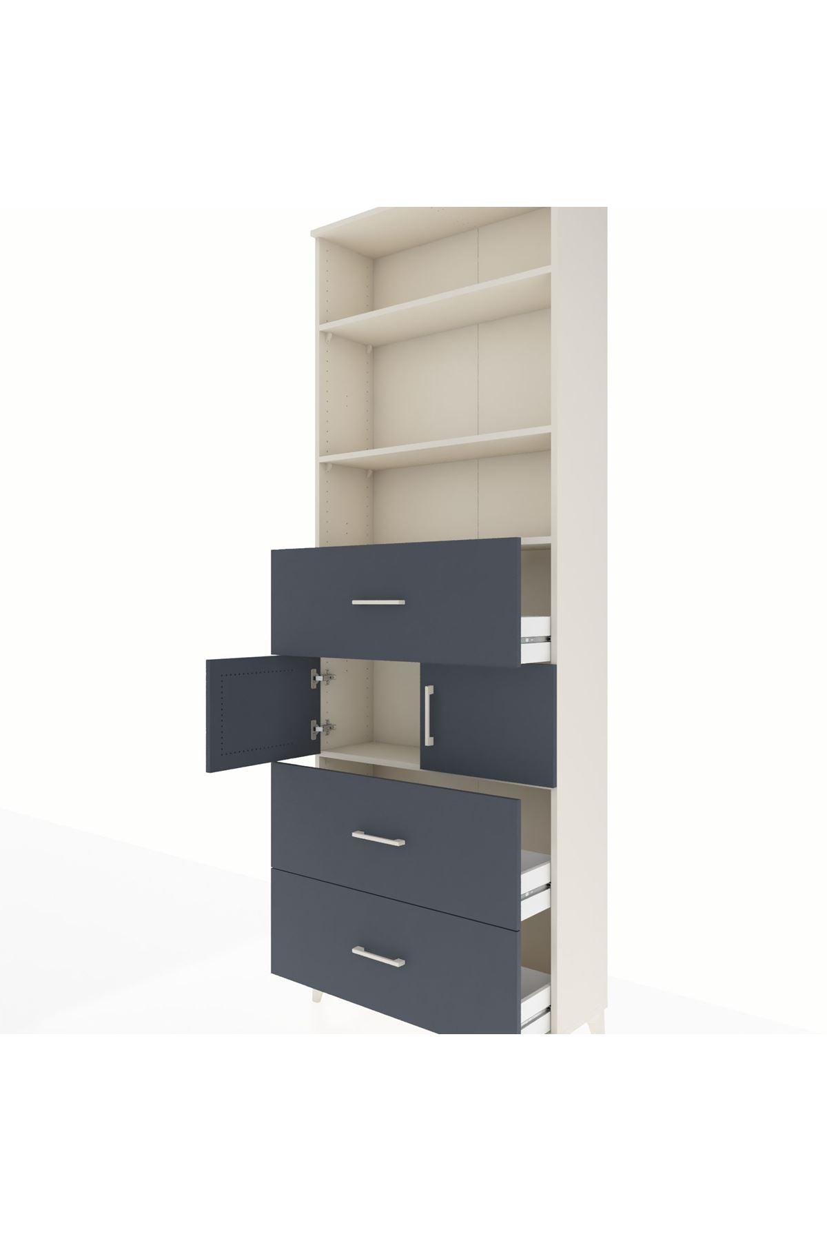Arges Dolap 4 Raflı 3 Çekmeceli 2 Kapaklı 88x30x243 - S33M190V2A