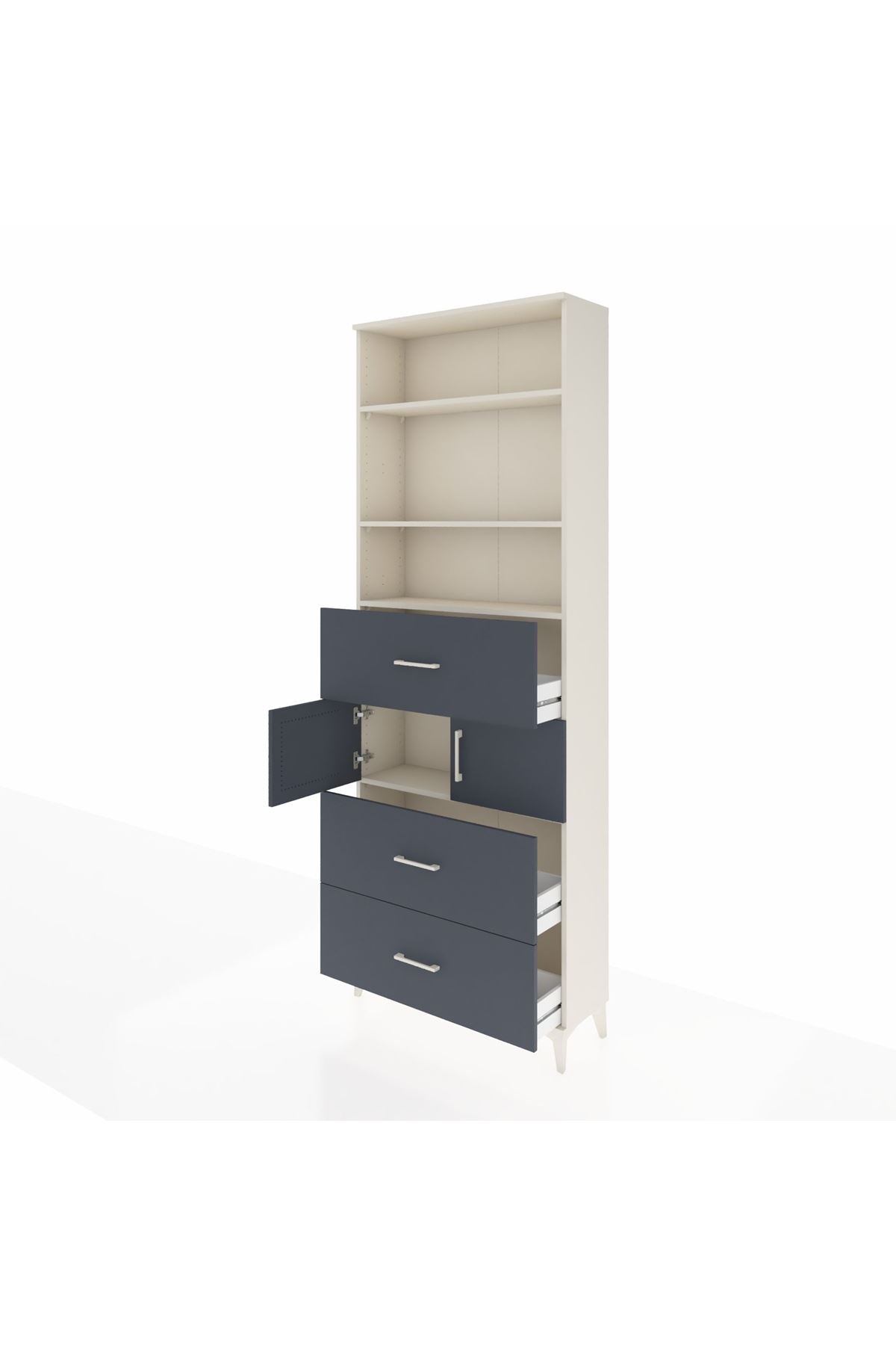 Arges Dolap 4 Raflı 3 Çekmeceli 2 Kapaklı 88x30x243 Aytaşı-Antrasit