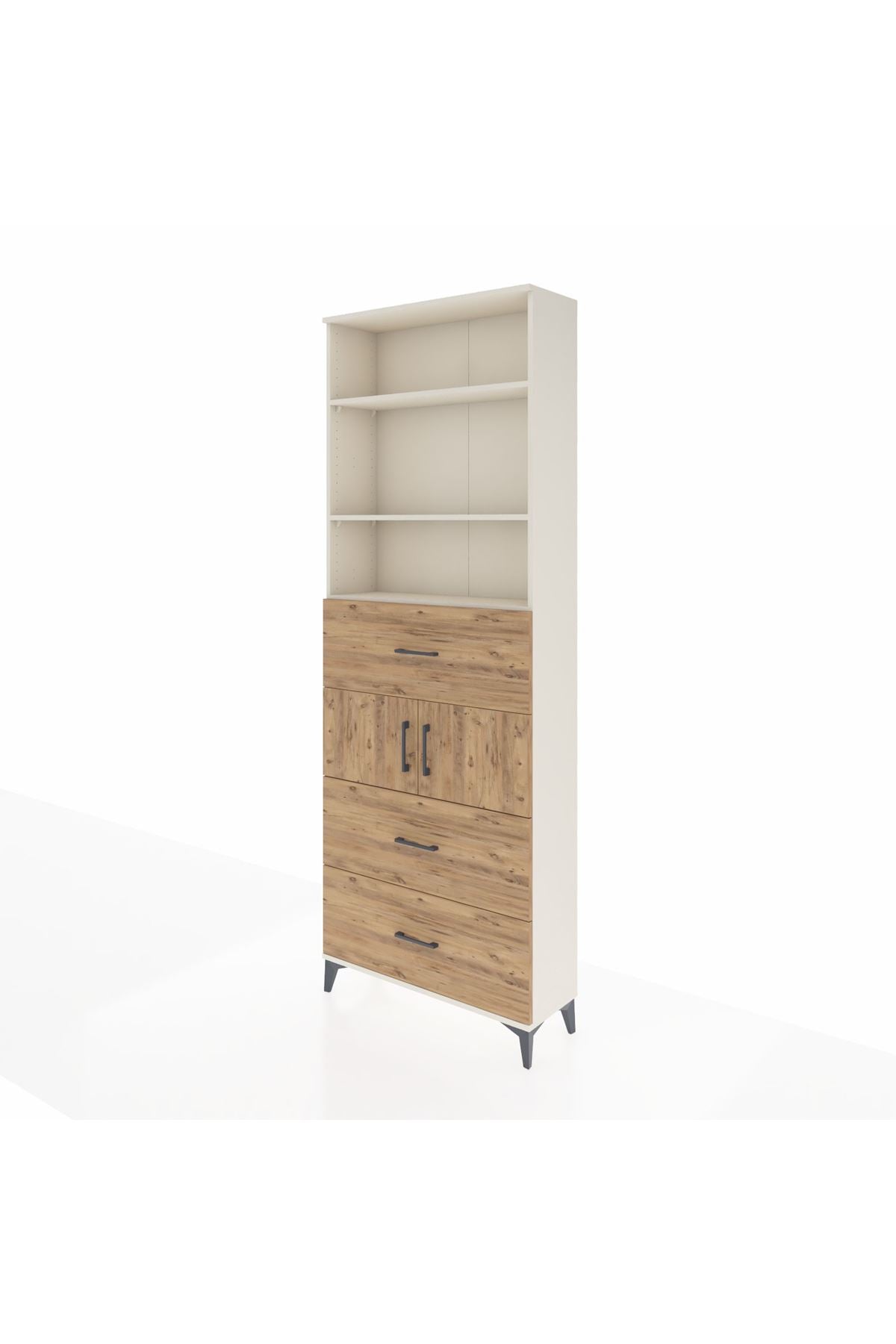 Arges Dolap 4 Raflı 3 Çekmeceli 2 Kapaklı 88x30x243 Aytaşı-Çam