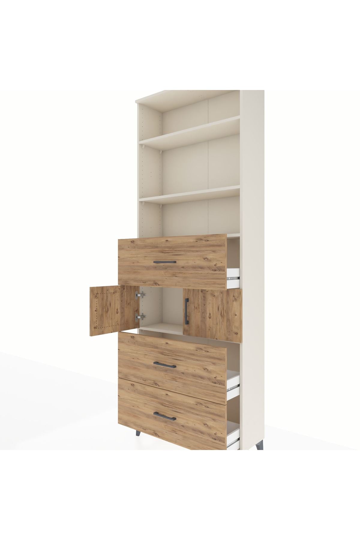 Arges Dolap 4 Raflı 3 Çekmeceli 2 Kapaklı 88x30x243 Aytaşı-Çam