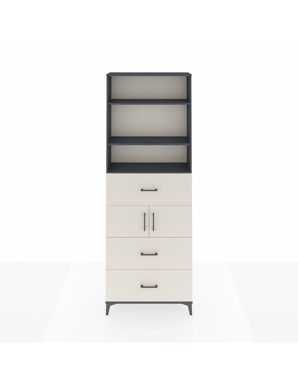 Arges Dolap 4 Raflı 3 Çekmeceli 2 Kapaklı 88x30x243 Antrasit-Aytaşı