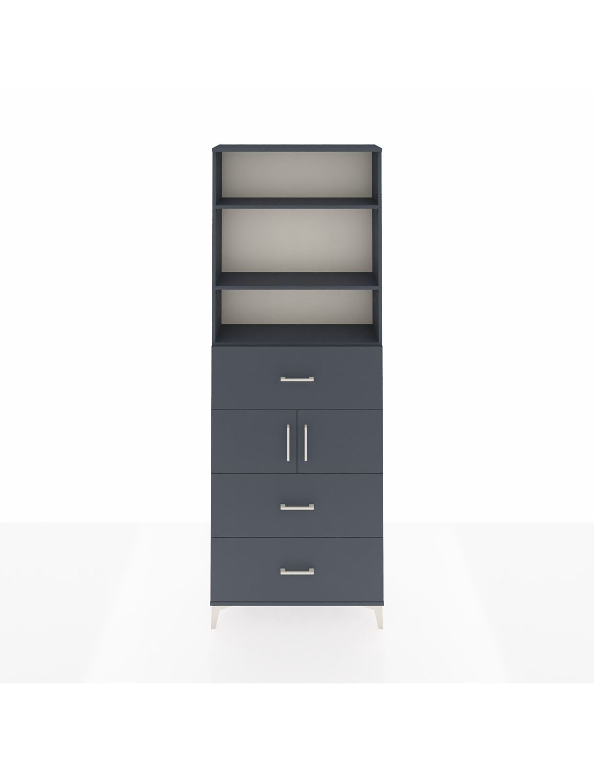 Arges Dolap 4 Raflı 3 Çekmeceli 2 Kapaklı 88x30x243 Antrasit-Antrasit