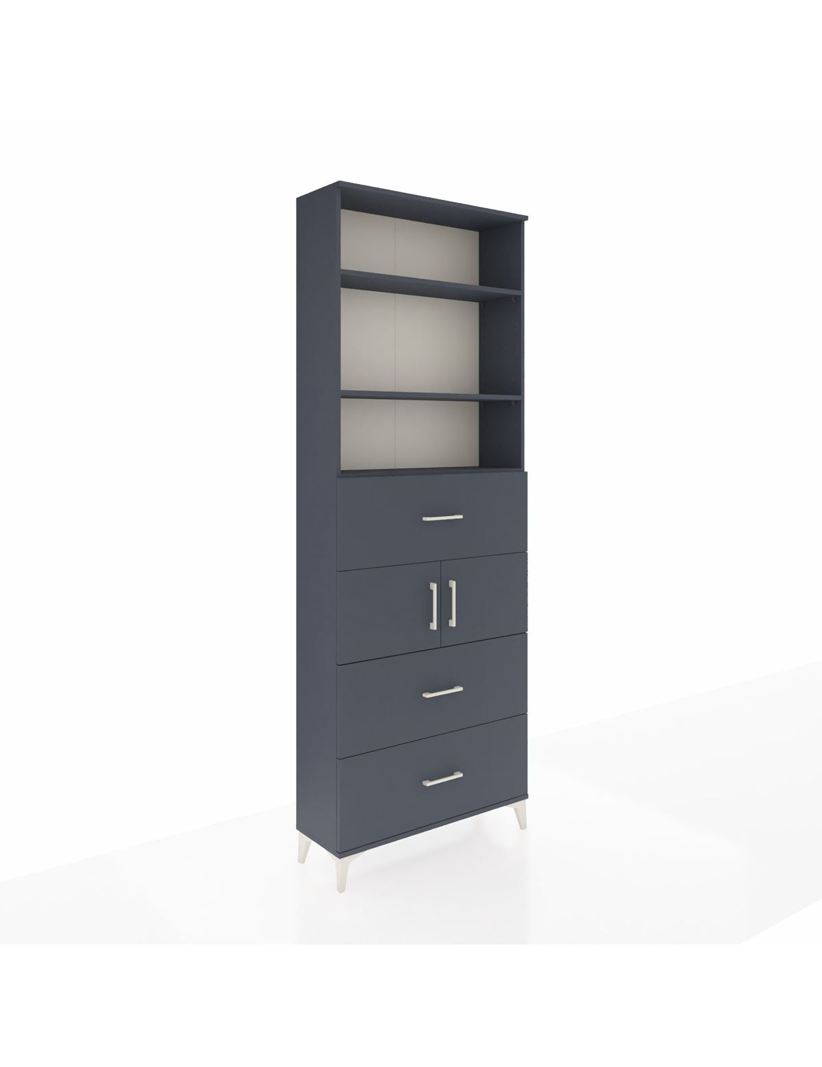 Arges Dolap 4 Raflı 3 Çekmeceli 2 Kapaklı 88x30x243 Antrasit-Antrasit