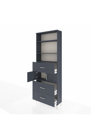 Arges Dolap 4 Raflı 3 Çekmeceli 2 Kapaklı 88x30x243 Antrasit-Antrasit