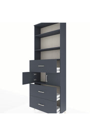 Arges Dolap 4 Raflı 3 Çekmeceli 2 Kapaklı 88x30x243 Antrasit-Antrasit