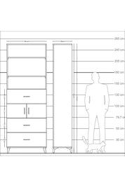 Arges Dolap 4 Raflı 3 Çekmeceli 2 Kapaklı 88x30x243 Antrasit-Antrasit