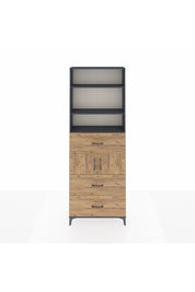 Arges Dolap 4 Raflı 3 Çekmeceli 2 Kapaklı 88x30x243 Antrasit-Çam