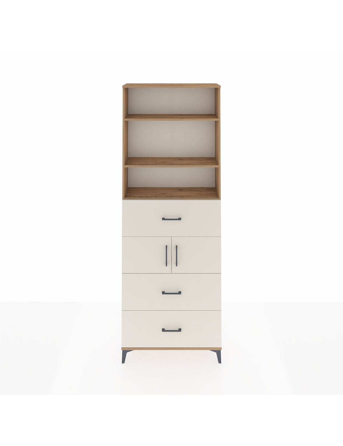 Arges Dolap 4 Raflı 3 Çekmeceli 2 Kapaklı 88x30x243 Çam-Aytaşı