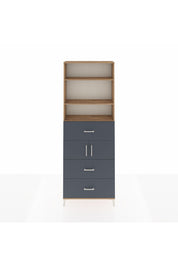 Arges Dolap 4 Raflı 3 Çekmeceli 2 Kapaklı 88x30x243 Çam-Antrasit