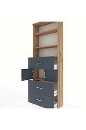 Arges Dolap 4 Raflı 3 Çekmeceli 2 Kapaklı 88x30x243 Çam-Antrasit