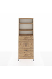 Arges Dolap 4 Raflı 3 Çekmeceli 2 Kapaklı 88x30x243 Çam-Çam