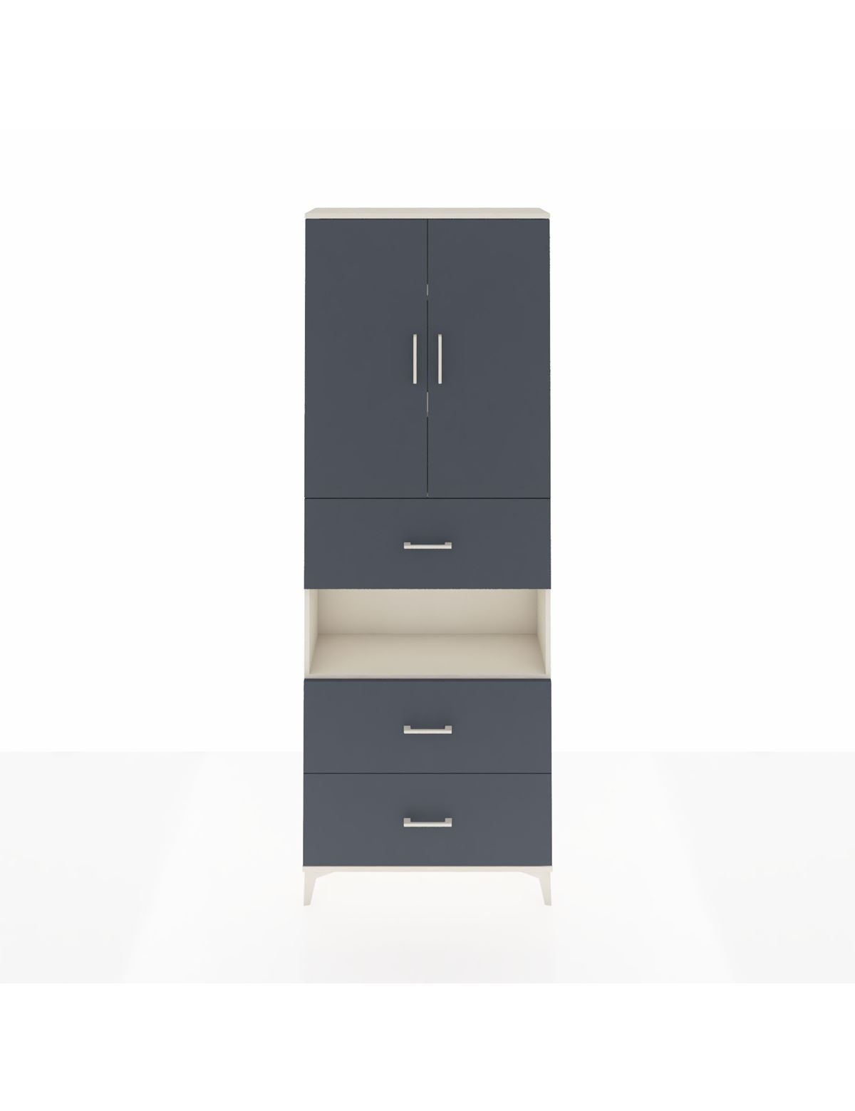 Arges Dolap 4 Raflı 3 Çekmeceli 2 Kapaklı 88x30x243 Aytaşı-Antrasit