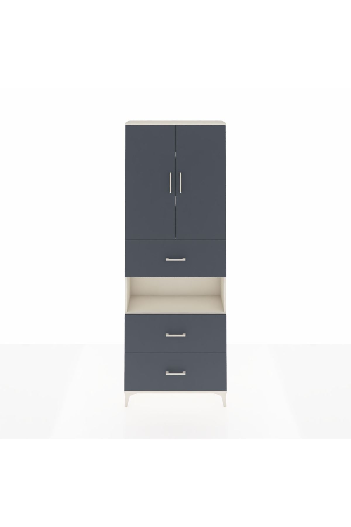 Arges Dolap 4 Raflı 3 Çekmeceli 2 Kapaklı 88x30x243 - S33M191V2A