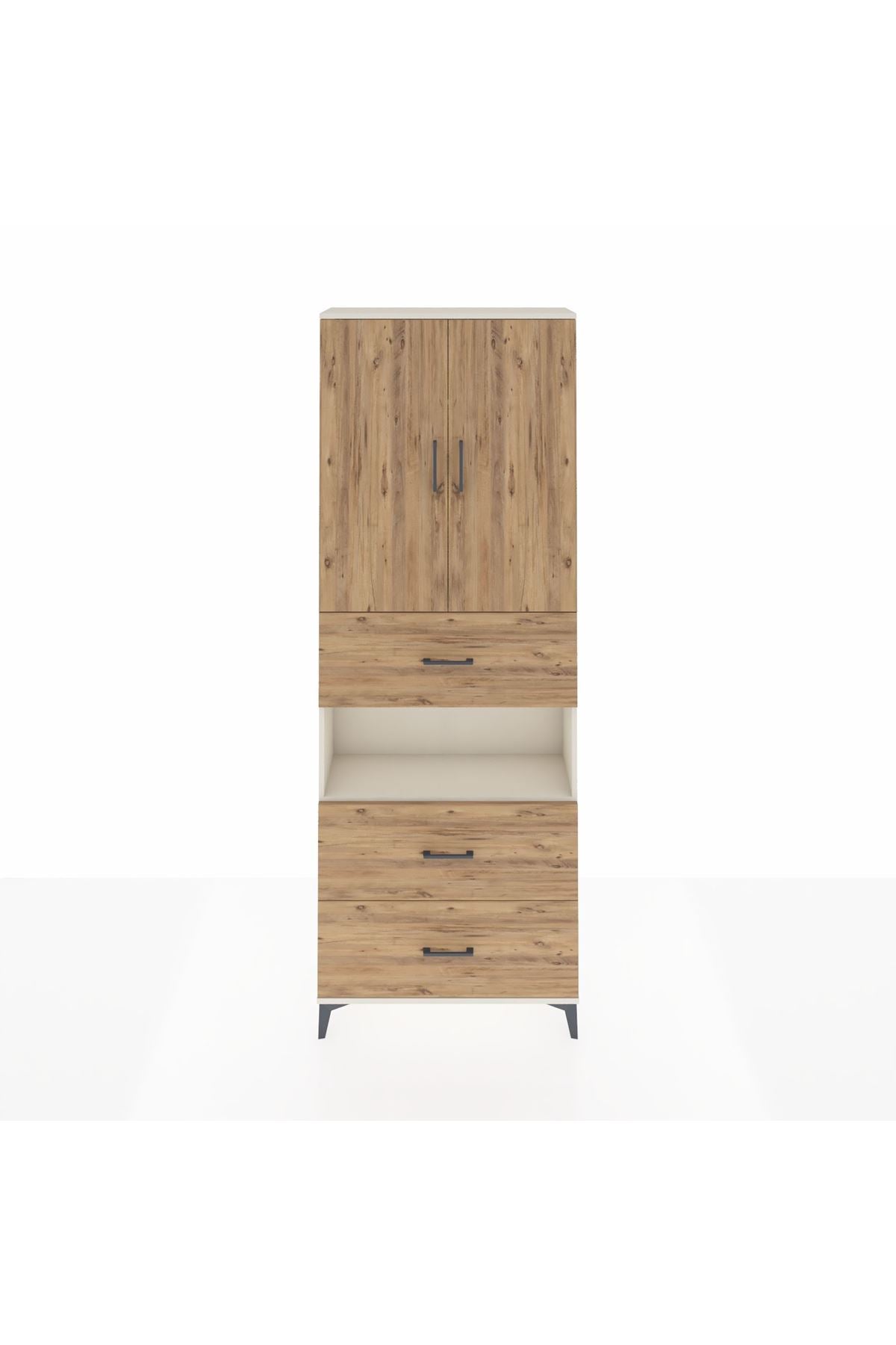 Arges Dolap 4 Raflı 3 Çekmeceli 2 Kapaklı 88x30x243 Aytaşı-Çam