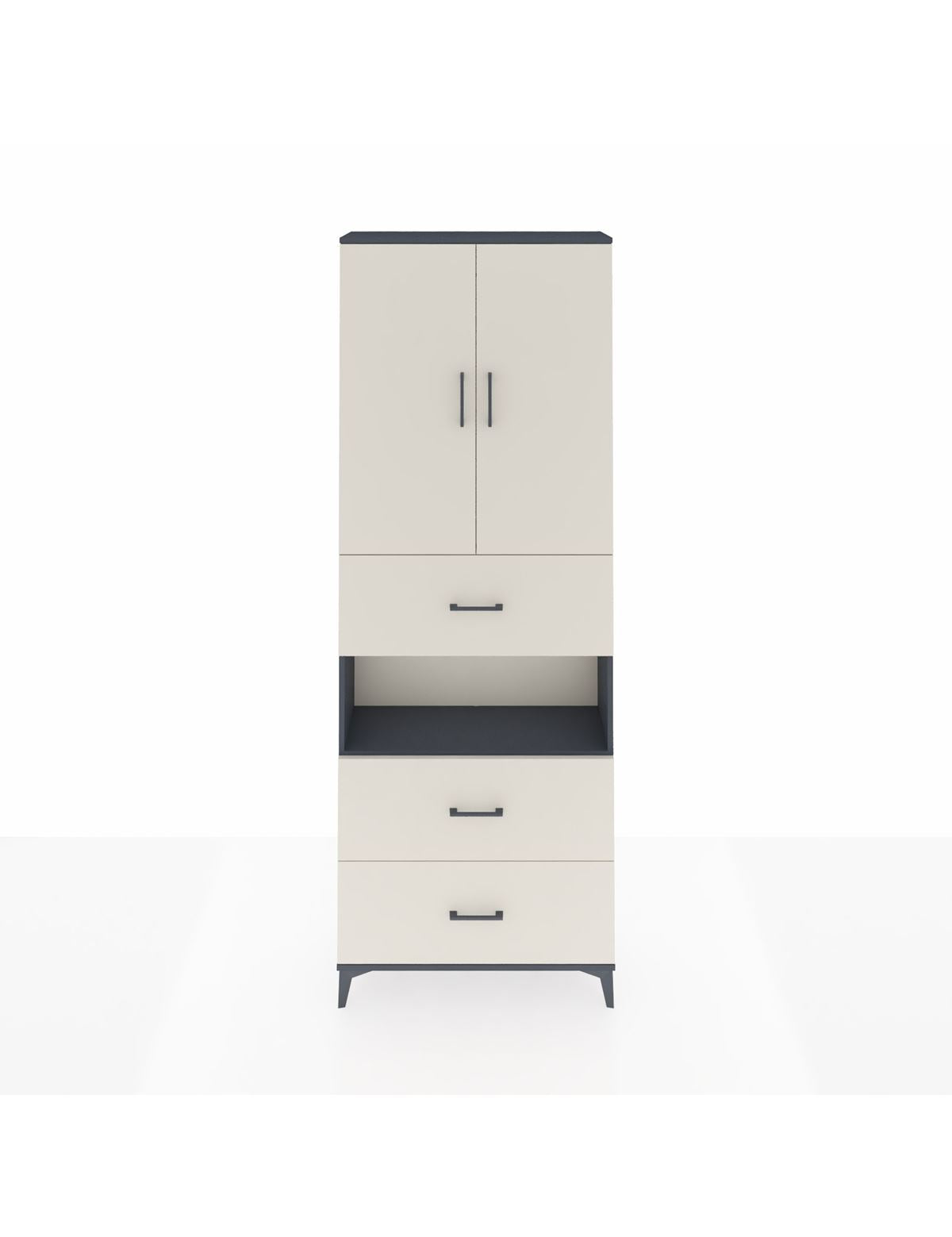 Arges Dolap 4 Raflı 3 Çekmeceli 2 Kapaklı 88x30x243 Antrasit-Aytaşı