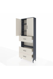 Arges Dolap 4 Raflı 3 Çekmeceli 2 Kapaklı 88x30x243 Antrasit-Aytaşı